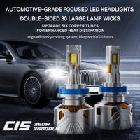 Nouveau phare de voiture HAIZG 360W haute puissance C15 LED avec 6 tubes en cuivre et boîtier en aluminium