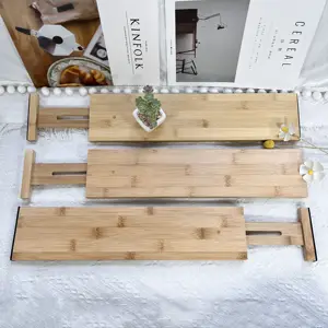 Conjunto de 6 acessórios ajustáveis para cozinha, separador de gaveta de bambu, organizador expansível, divisórias de gaveta de bambu