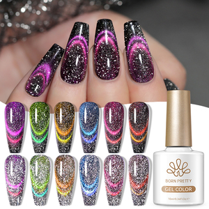 BORN PRETTY 10ml Gel Magnétique <span class=keywords><strong>Effet</strong></span> Œil de Chat Réfléchissant Double Lumière OEM Sans TPO HEMA Gel Polish Scintillant Galaxie pour Ongles - Product Image 1