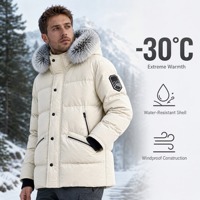 Manteau d'hiver rembourré imperméable pour homme avec capuche en fausse fourrure amovible, vêtement d'extérieur isolé avec poches zippées