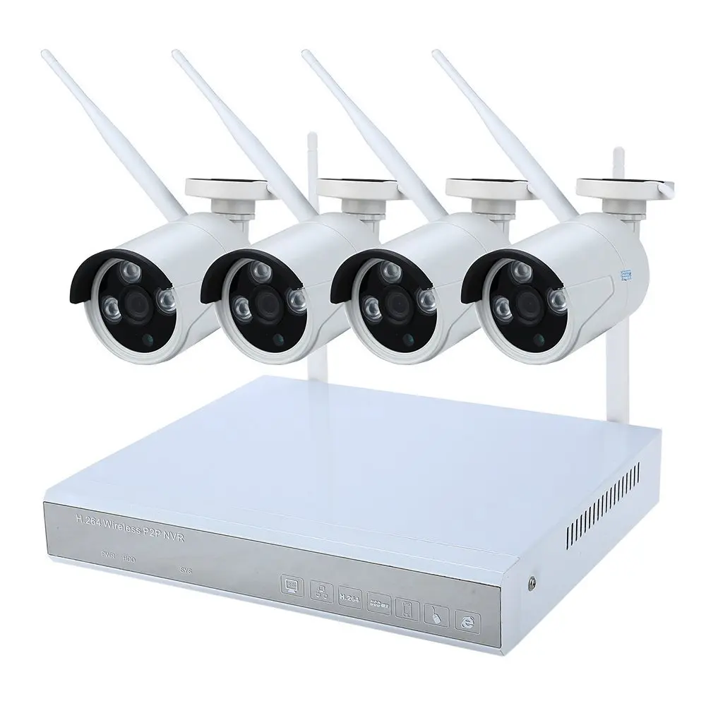 Full HD 4CH Draadloze Wifi NVR 1080P Kit 2MP Outdoor Waterdichte IR IP Camera P2P Beveiliging Cctv-systeem Video