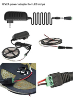 Adaptateur secteur Votoo 24W DC 12V 2.0A en matériau PC pour bandes LED, caméras CCTV, prise AU/UK/EU/US