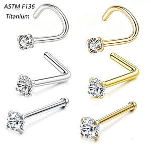 Clous de <span class=keywords><strong>piercing</strong></span> pour le <span class=keywords><strong>nez</strong></span> en titane F136 avec zircone cubique, formes en L et en C, pour peaux sensibles, usage quotidien, fêtes, voyages, <span class=keywords><strong>piercing</strong></span> corporel unisexe <span class=keywords><strong>2</strong></span>/<span class=keywords><strong>2</strong></span>,5/3 mm - Product Image 1