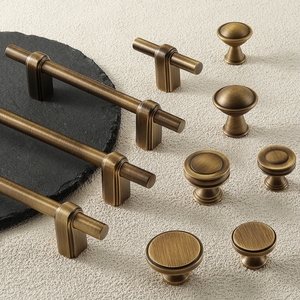 Maniglia <span class=keywords><strong>per</strong></span> Armadio e Cassetto in Stile Retrò Americano, Ottone e Rame Puro, Design Vintage Francese a Foro Singolo - Product Image 5