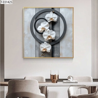 Art mural floral blanc moderne de luxe pour salon, hôtel, nouvelle mode, peinture abstraite Phalaeopsis florale à effet 3D en relief
