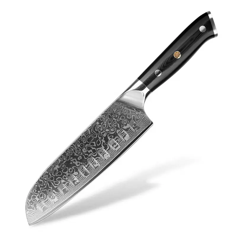 Minimalist Ultra Sharp High Carbon Steel 7 Inch 67 Layers Damascus Kitchen Cutting Meat Vegetable Fish Santoku Knife With G10