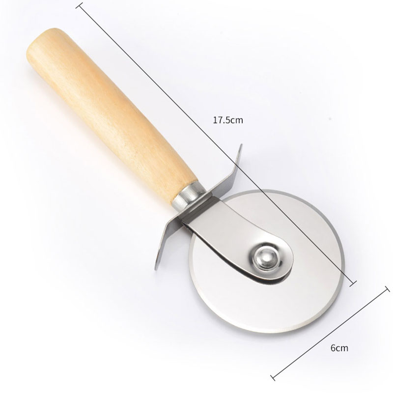 Rueda cortadora de pizza de madera y acero inoxidable