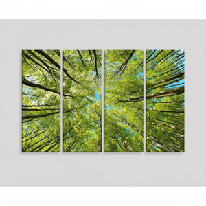 Impression sur toile élégante avec motif d'arbre en verre trempé - Décoration moderne pour chambre à coucher, lot de 4 toiles - Product Image 2