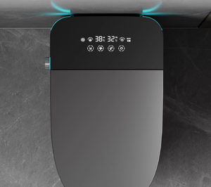 Cuvette WC moderne en céramique gris-noir allongée, avec couvercle intelligent à ouverture/fermeture automatique, chasse d'eau puissante, télécommande et chauffage de siège, compatible toutes eaux. - Product Image 2