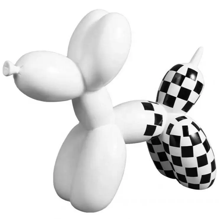 Colgante de perro y globo de alta calidad, estatuas de animales de resina, decoración de escritorio, color blanco y negro