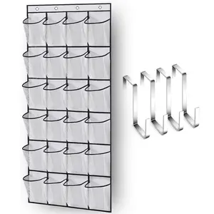 Non-Woven Mesh Pockets Wall Hanging Shoe Organizer Over The Door Fabric Closet Sundries Shoe Storage Bag Rack