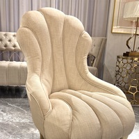 Fauteuil d'appoint de luxe personnalisé ultra confortable avec dossier capitonné style Queen, en velours doux et pieds en bois massif, tabouret de coiffeuse pour chambre à coucher