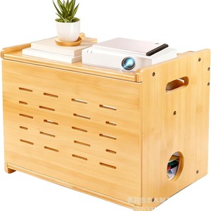 Boîte de rangement pour câbles en bois, rectangulaire, couleur bois naturel, type sur pied, pour l'organisation des fils dans le salon - Product Image 2