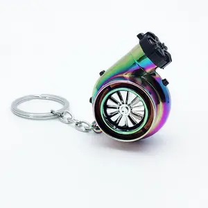 Wholesale Metal LED 3D Car Accessories Keychain USB Charging Turbo Keychain Lighter Gift For Man