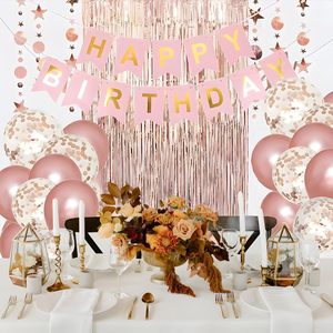 Nuovo Set di Palloncini in Lattice con Banner '<span class=keywords><strong>Buon</strong></span> Compleanno' in Oro Rosa, Nero, Viola, Blu e Argento, con Coriandoli e Paillettes per Decorazioni Festa - Product Image 5