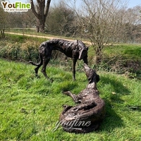YOUFINE Statue de chien Doberman Pinscher en bronze coulé sur mesure grandeur nature pour la décoration de jardin