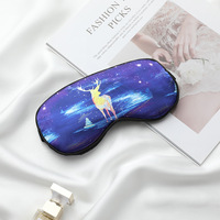Masque de sommeil occultant en soie satinée tricotée, série Cerf Ciel Étoilé, OEM, avec sangle élastique réglable