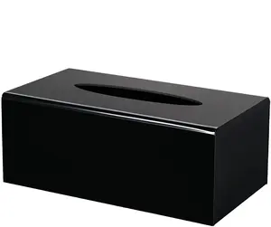 Factory Supply Handgemaakte Hoge Kwaliteit Rechthoek Servet Houder Zwart Acryl Tissue Box