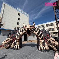 Porte du Dragon Infernal Gonflable de 4m avec Effet de Lave et Bras de Squelette Yeux Rouges pour Décoration d'Événements d'Halloween et de Maisons Hantées