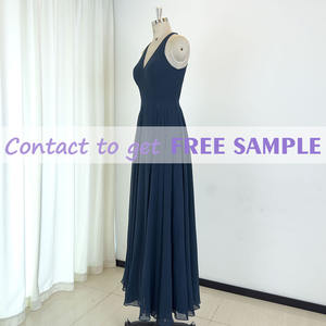 Robes de demoiselle d'honneur TEENYEE modernes et tendance en mousseline de soie avec fente latérale devant, col en V, bleu marine foncé, <span class=keywords><strong>robe</strong></span> de soirée élégante - Product Image 3