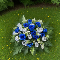 FU-006 Vente en gros de faux roses pour cimetière, arrangement funéraire artificiel, couronne funéraire pour cimetière, couronnes pour tombe, commémoration du cimetière