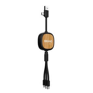<span class=keywords><strong>Cable</strong></span> cargador de datos múltiples 4 en 1 de bambú logotipo personalizado Tpe retráctil Mirco carga rápida Usb a <span class=keywords><strong>Cable</strong></span> <span class=keywords><strong>tipo</strong></span> <span class=keywords><strong>C</strong></span> para regalo de promoción - Product Image 1