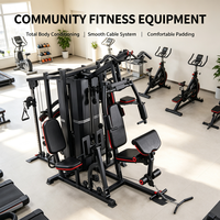 Equipo de Gimnasio Multifuncional de 5 Estaciones con Sistema de Cables de Acero y PVC, con Pec Deck y Low Row, para Entrenamiento en Gimnasios Comerciales, Unisex