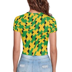 Top corto de cultura Rasta Sexy, ropa de Festival de música de malla de alta elasticidad, estampado de letras de <span class=keywords><strong>Reggae</strong></span> personalizado, camisa de Jamaica a la hora de la primavera - Product Image 3