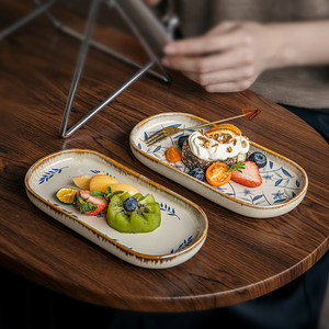 Plato de Cerámica con Estampado Floral Vintage, Vajilla de Porcelana para el Hogar <span class=keywords><strong>y</strong></span> Restaurantes, Plato de Cena Exquisito <span class=keywords><strong>y</strong></span> Hermoso para el Hogar - Product Image 3