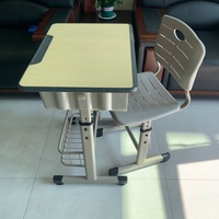 Tables d'étude à cadre métallique pour enfants du primaire à bas prix, ensemble table et chaise ergonomique confortable
