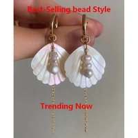 Pendientes de Madreperla Hechos a Mano, Elegantes y Minimalistas, de Acero Inoxidable, para Mujer, Resistentes al Agua, Ideales para Regalo
