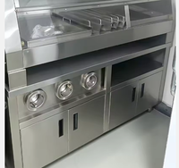 Îlot central de cuisine personnalisé, équipement de cuisine commercial, table de travail en acier inoxydable avec distributeur de gobelets et rangement