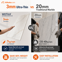 Travertin blanc, dalle de pierre frittée de 12 mm, grand format, carrelage moderne antibactérien pour l'intérieur des hôtels