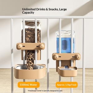 Bebedero Colgante para Perros y Gatos, Dispensador Automático de Agua, Doble Recipiente, Resistente a Altas Temperaturas, Tazón de Plástico para Beber en Jaula - Product Image 2