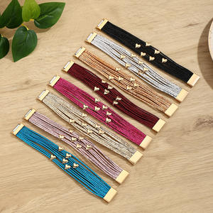 Bracelet en cuir pour femme, fermoir magnétique <span class=keywords><strong>haut</strong></span> <span class=keywords><strong>de</strong></span> <span class=keywords><strong>gamme</strong></span>, cœur, bracelet en cuir enveloppant, qualité punk, métal, cristal, pierre, <span class=keywords><strong>bijoux</strong></span> <span class=keywords><strong>fantaisie</strong></span>, cadeau - Product Image 2