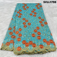 Magnifique Tissu de Dentelle Brodé Petite Marguerite Blanche, Tissu de Dentelle Africaine en Coton Voile Suisse Brodé Laffaya Diamants pour Robes