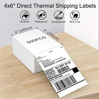 Étiquettes d'expédition pliables autocollantes thermiques blanches 4x6 imperméables pour supermarchés, vente en gros d'usine, 100x150