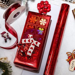 Burymento Christmas Wrapping <b>Paper</b> Holographic Red Snowflake 17 In X 32.8 Ft Metallized Gift <b>Wrap</b> Single Side - Product Image 6