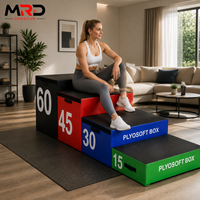 Caja Pliométrica de 4 Niveles, Caja de Salto Pliométrica Suave de Espuma XPE EPE, Entrenador de Salto, Entrenamiento de Fuerza y Agilidad, Equipo de Gimnasio y Fitness
