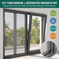 Fenêtre oscillo-battante multifonctionnelle en aluminium à rupture de pont thermique, moderne, certifiée NFRC, double vitrage, micro-ventilation, maison passive