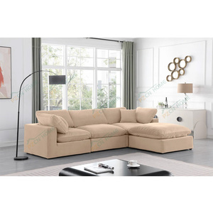 Juego de Sofás Modulares Europeos, Muebles Negros en Forma de <span class=keywords><strong>L</strong></span>, Sofá Seccional Convertible Tipo Nube, Sofá de <span class=keywords><strong>4</strong></span> Plazas, Muebles de Sala de Estar - Product Image 3