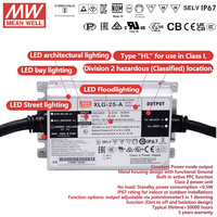 Controlador LED de Corriente Constante 3 en 1 con Atenuación MEAN WELL XLG-25-AB, 88% de Eficiencia, IP67 Impermeable, DC 25W, Ajustable de 22-54VDC