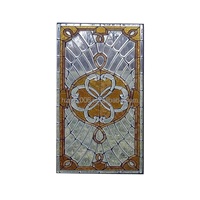 Porte et fenêtre en verre massif de style européen, 3 mm d'épaisseur, en verre teinté artisanal, vitrail ovale, verre biseauté, étanche, pour salon