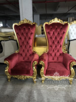 Fournisseur d'usine, chaise de trône moderne à dossier haut dorée pour mariage, chaise de trône pour la mariée et le marié, reine et roi