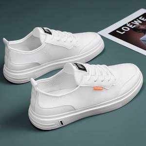 Men's <b>White</b> <b>Lace</b>-up Sneakers Summer Mesh Breathable 2025 New Hollow Casual Sports Thin Work Board Shoes - Product Image 4