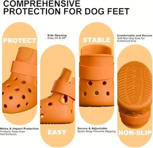 Nouvelles chaussures souples pour chien pour pavés chauds, bottes respirantes pour chien, protection des pattes avec sangles, semelle antidérapante en silicone, chaussures pour chiot design - Product Image 4