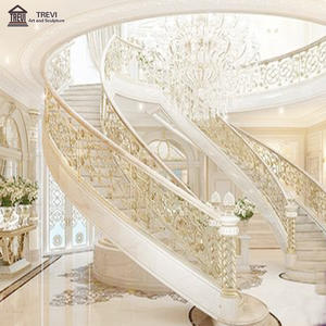 Marble natural stone <strong>stairs</strong> indoor modern fantastic spiral beige <strong>bifurcated</strong> spiral <strong>stair</strong> case Trevi - Product Image 4