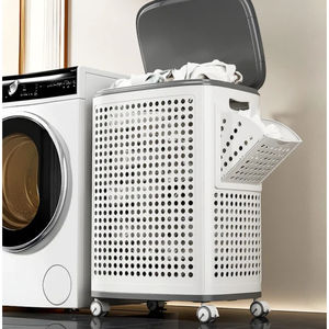 Thùng Giặt Đồ Nhựa Đa Năng Chất Liệu PP Có Bánh Xe Dùng Cho Phòng Tắm, Đựng Đồ Giặt Bẩn, Phân Loại Đồ Dùng - Product Image 3