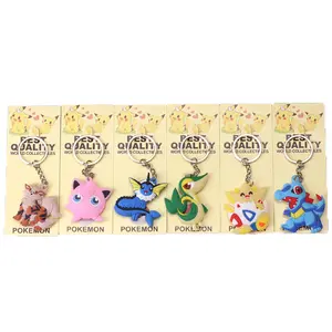 Toptan yaratıcı silikon PVC Q versiyonu karikatür Piplup Elf topu Schoolbag kolye cep canavar Psyduck Keychain reon anahtarlık