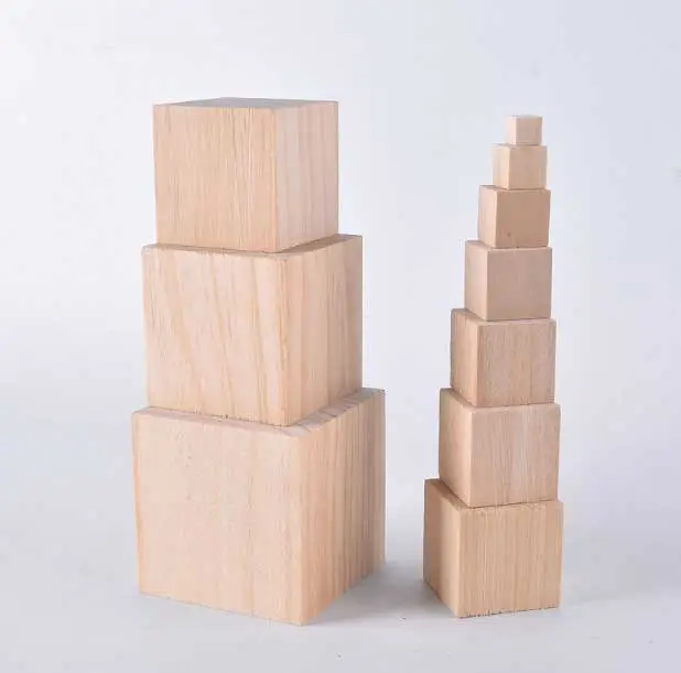 Blok Kayu Polos Kosong Terbuat dari Kayu Keras Alami, untuk Proyek Diy Kecil dan Besar